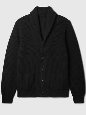 Gap button front ribbed cardigan size M men’s  pockets shawl collar